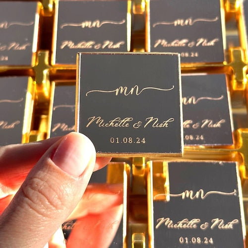 50 Rose Plexiglass Wedding Chocolate Favors
