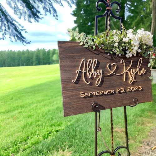 Personalized 3D Wedding Welcome Sign – Custom Wood Wedding Sign for Entrance