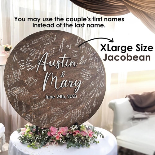 Personalized Wooden Wedding Guestbook & Welcome Sign – Custom Family Name Wood Sign