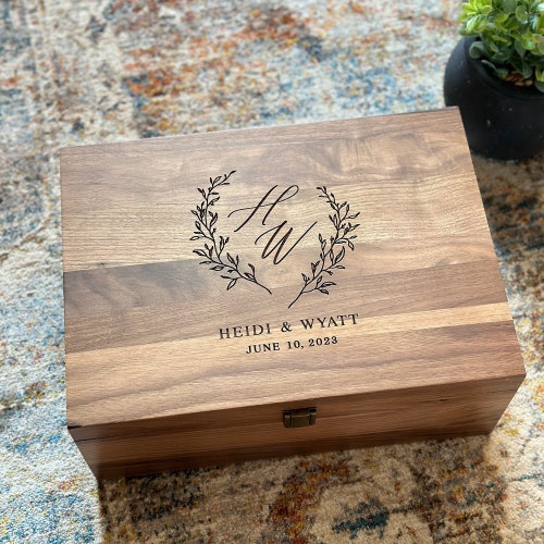 Personalized Walnut Wedding Keepsake Box
