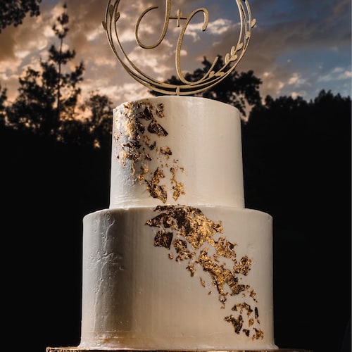 Gold Monogram Cake Topper – Personalized Custom Initials