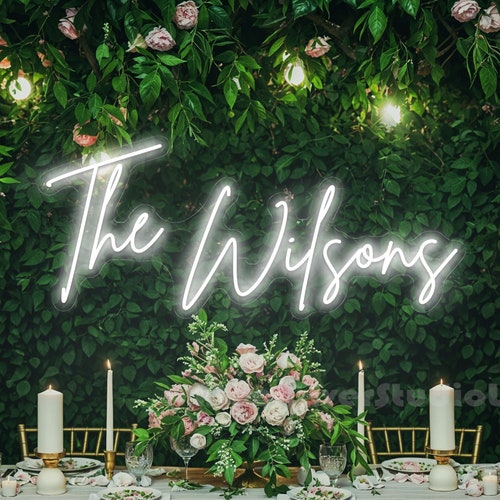 Custom Neon Wedding Sign | Personalized Last Name LED Sign