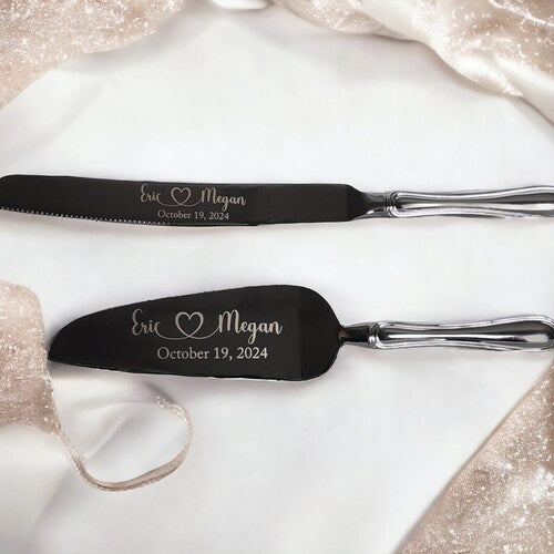 Personalized Engraved Wedding Cake Knife & Server Set