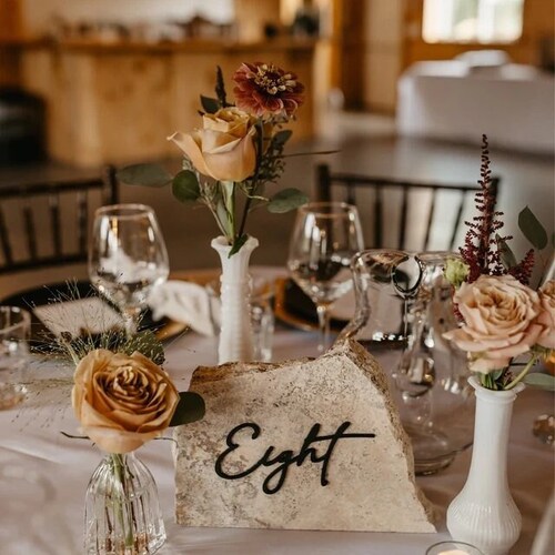 Modern Cursive Acrylic Table Numbers Set – DIY Wedding Decor with Glue