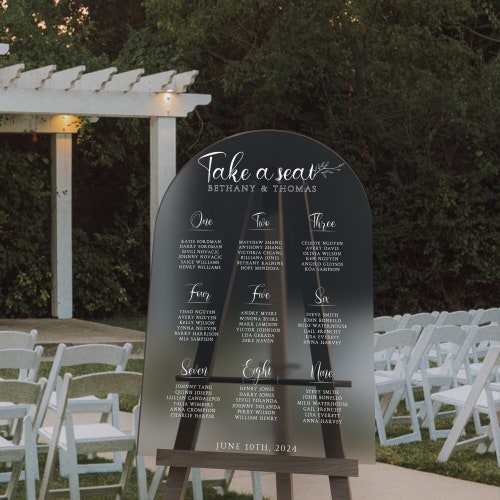 Minimalist Black Acrylic Wedding Seating Chart
