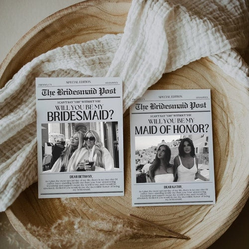 Bridesmaid Proposal Newspaper Card