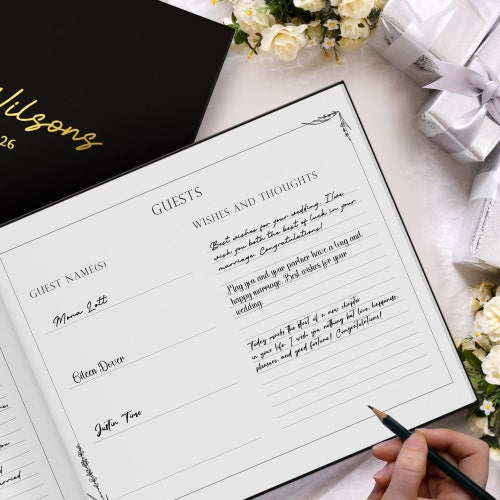 Personalized Wedding Guest Book with Custom Foil Design