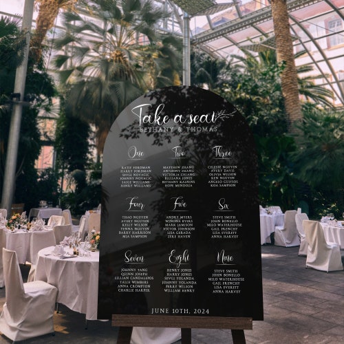 Minimalist Black Acrylic Wedding Seating Chart