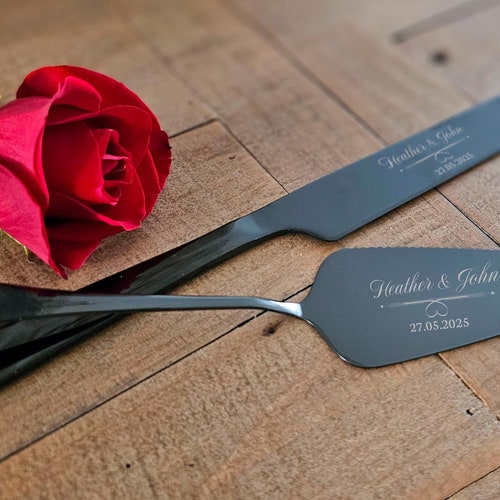 Personalized Wedding Cake Knife & Server Set – Custom Laser