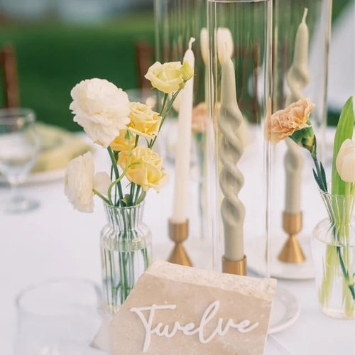 Modern Cursive Acrylic Table Numbers Set – DIY Wedding Decor with Glue