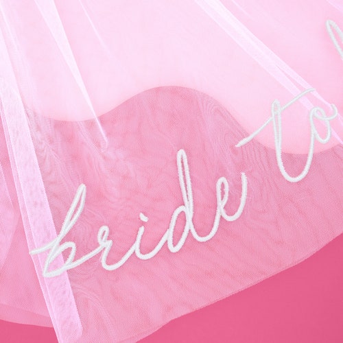 Embroidered "Bride To Be" Veil & Flower Crown