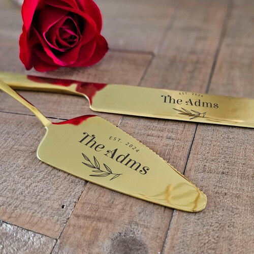 Personalized Wedding Cake Knife & Server Set – Custom Laser