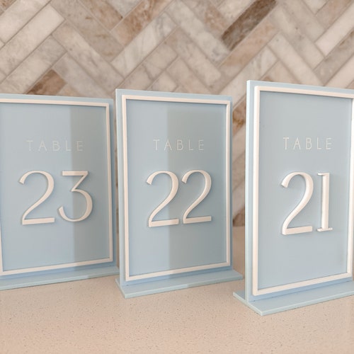 Acrylic Floral Wedding Table Numbers with Stands
