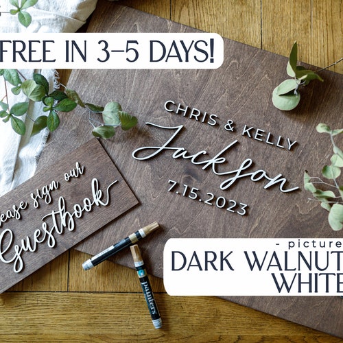 3D Wooden Guest Book Alternative with Connecting Heart Design