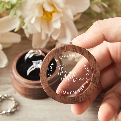 Personalized Wooden Ring Box – Custom Double Ring Box for Weddings & Engagements