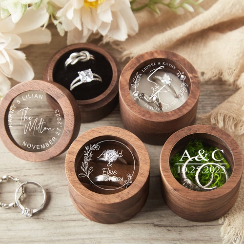 Personalized Wooden Ring Box – Custom Double Ring Box for Weddings & Engagements