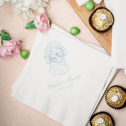 Custom Pet Cocktail Napkins for Weddings and Events