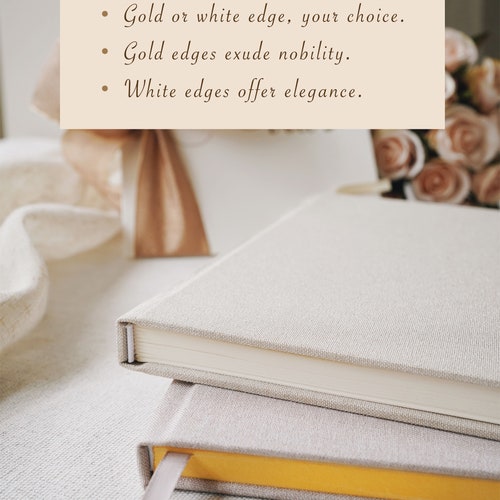 Personalized Linen Wedding Guestbook with Elegant Design