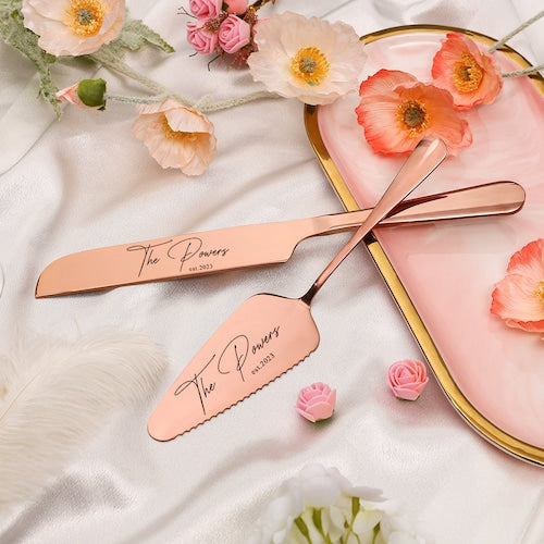Personalized Wedding Cake Knife & Server Set – Engraved Cake Cutting Set