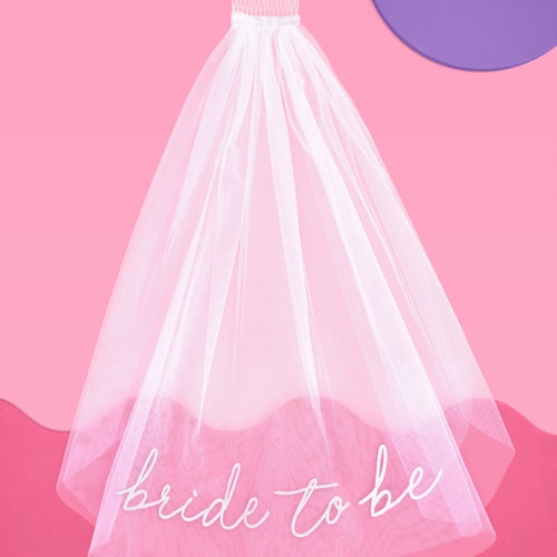 Embroidered "Bride To Be" Veil & Flower Crown
