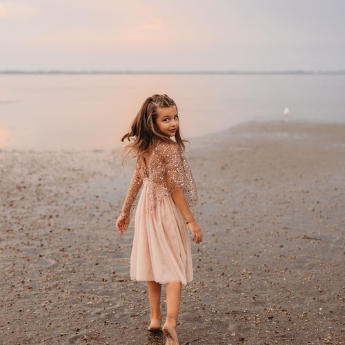 Little Chloe Boho Dress for Girls - Tulle & Sequins Vintage Dress