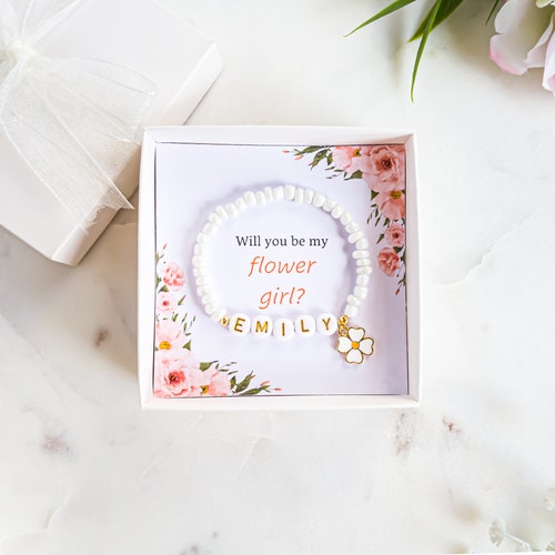 Personalized Flower Girl Bracelet with Proposal Box