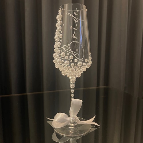 Personalized Pearl Crystal Champagne Flute