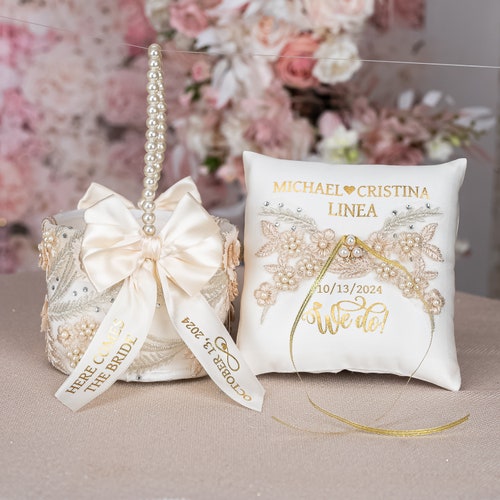 Ivory Wedding Flutes & Cake Server Set with Plate and Unity Candles