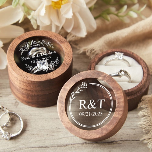 Personalized Wooden Ring Box – Custom Double Ring Box for Weddings & Engagements