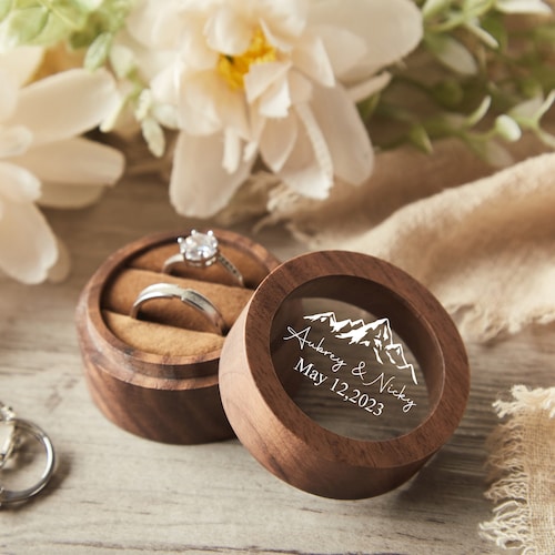 Personalized Wooden Ring Box – Custom Double Ring Box for Weddings & Engagements