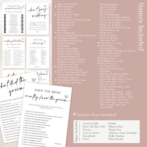 Custom Bridal Shower Game Bundle