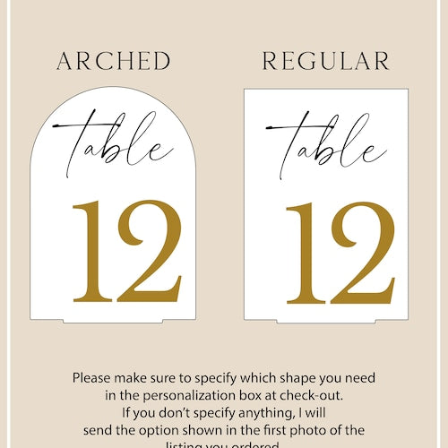 Modern Acrylic Arched Table Numbers for Weddings