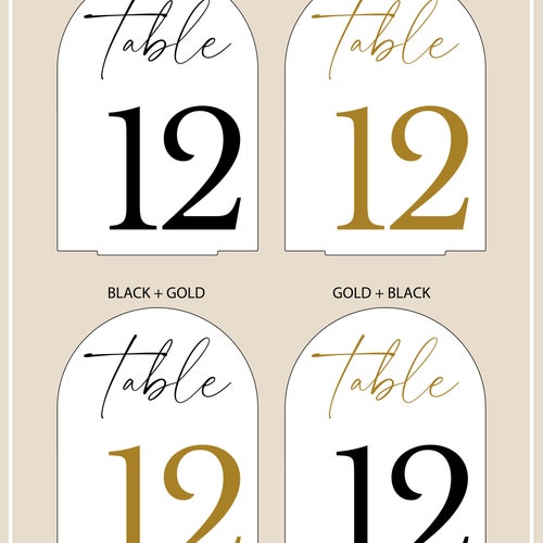 Modern Acrylic Arched Table Numbers for Weddings