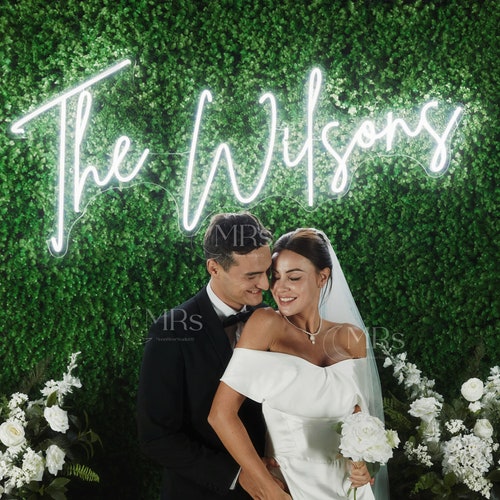 Custom Neon Wedding Sign | Personalized Last Name LED Sign