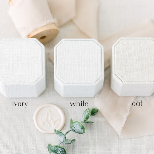 Triple Slot Linen Wedding Ring Box – Modern Engagement Ring Box