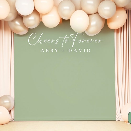 "Cheers to Forever" Personalized Wedding Backdrop