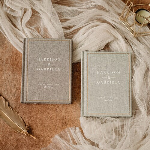 Custom Wedding Vow Books Set of 2 – Elegant Personalized Vow Booklets for Bride & Groom