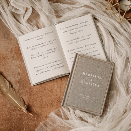 Custom Wedding Vow Books Set of 2 – Elegant Personalized Vow Booklets for Bride & Groom