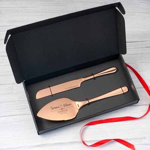 Personalized Wedding Cake Cutting Set with Forks