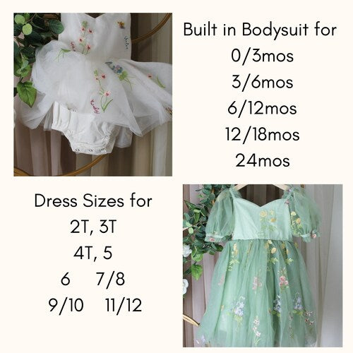 Ivory Floral Embroidered Flower Girl Dress