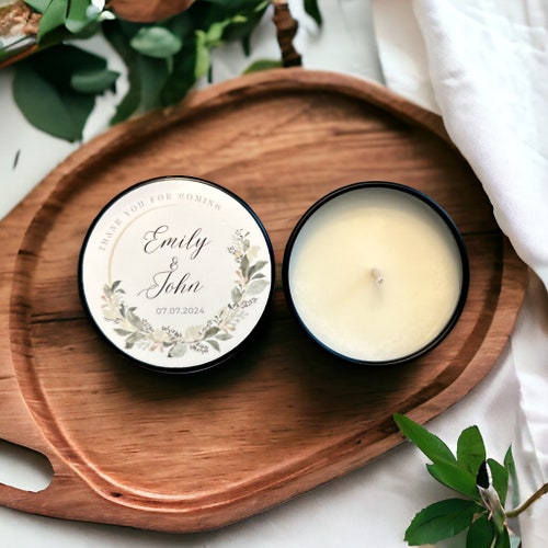 Personalized Soy Candle Wedding Favors – Set of 10 Tins