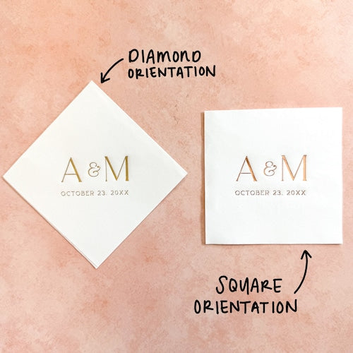 Personalized Gold Foil Initial Wedding Cocktail Napkins