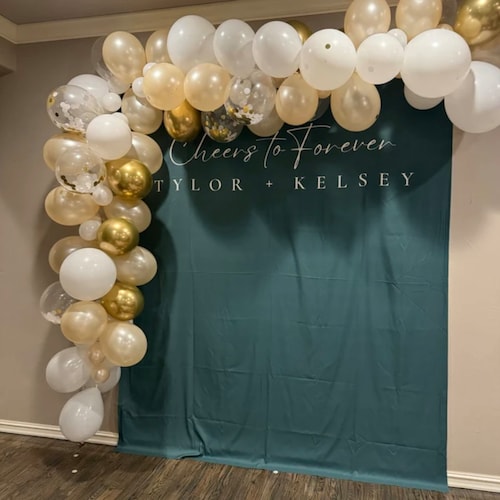 "Cheers to Forever" Personalized Wedding Backdrop