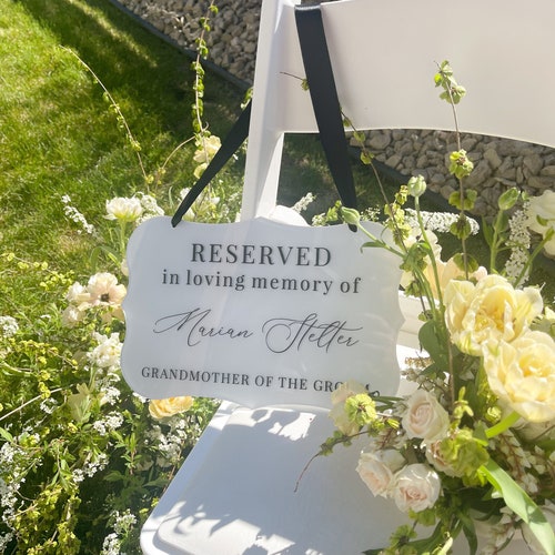Reserved in Loving Memory Wedding Sign – Memorial Reserved Seat Sign