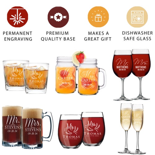 Mr. and Mrs. Personalized Champagne Flutes – Set of 2