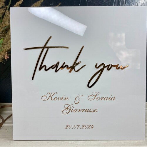 Personalized Acrylic Wedding Card Box with Lock and Engraving