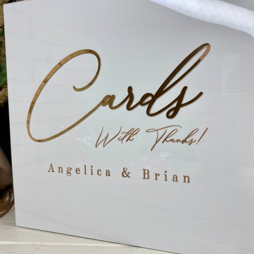 Personalized Acrylic Wedding Card Box with Lock and Engraving