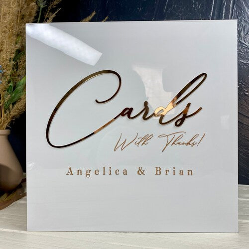 Personalized Acrylic Wedding Card Box with Lock and Engraving