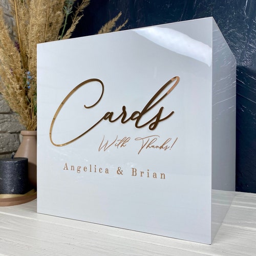 Personalized Acrylic Wedding Card Box with Lock and Engraving