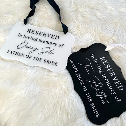 Reserved in Loving Memory Wedding Sign – Memorial Reserved Seat Sign